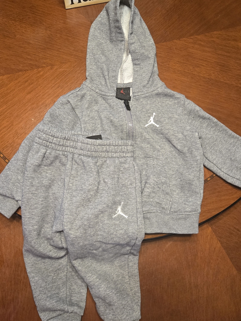 Jordan Baby 18 Month Grey 2-piece Hoodie And Jogger Set Red Jumpman Athletic